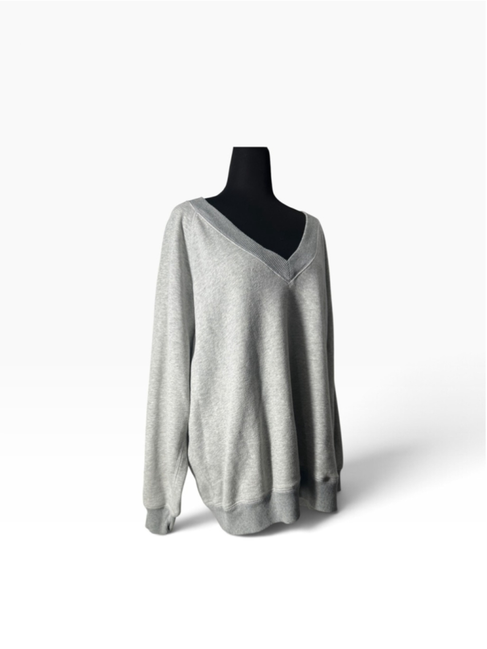 American Eagle Outfitters Sweatshirt Womens Large Gray V Neck Fleece Pullover